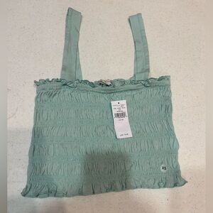 (XS) NWT American Eagle Outfitters Baby Blue Ruffled/Ruched Crop Top